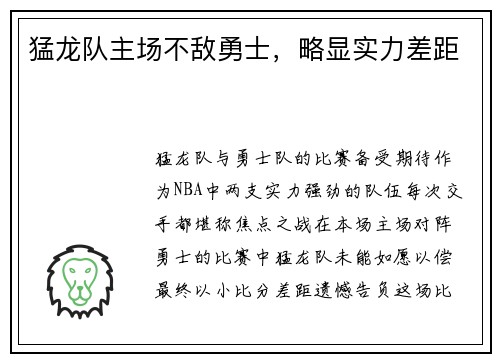 猛龙队主场不敌勇士，略显实力差距